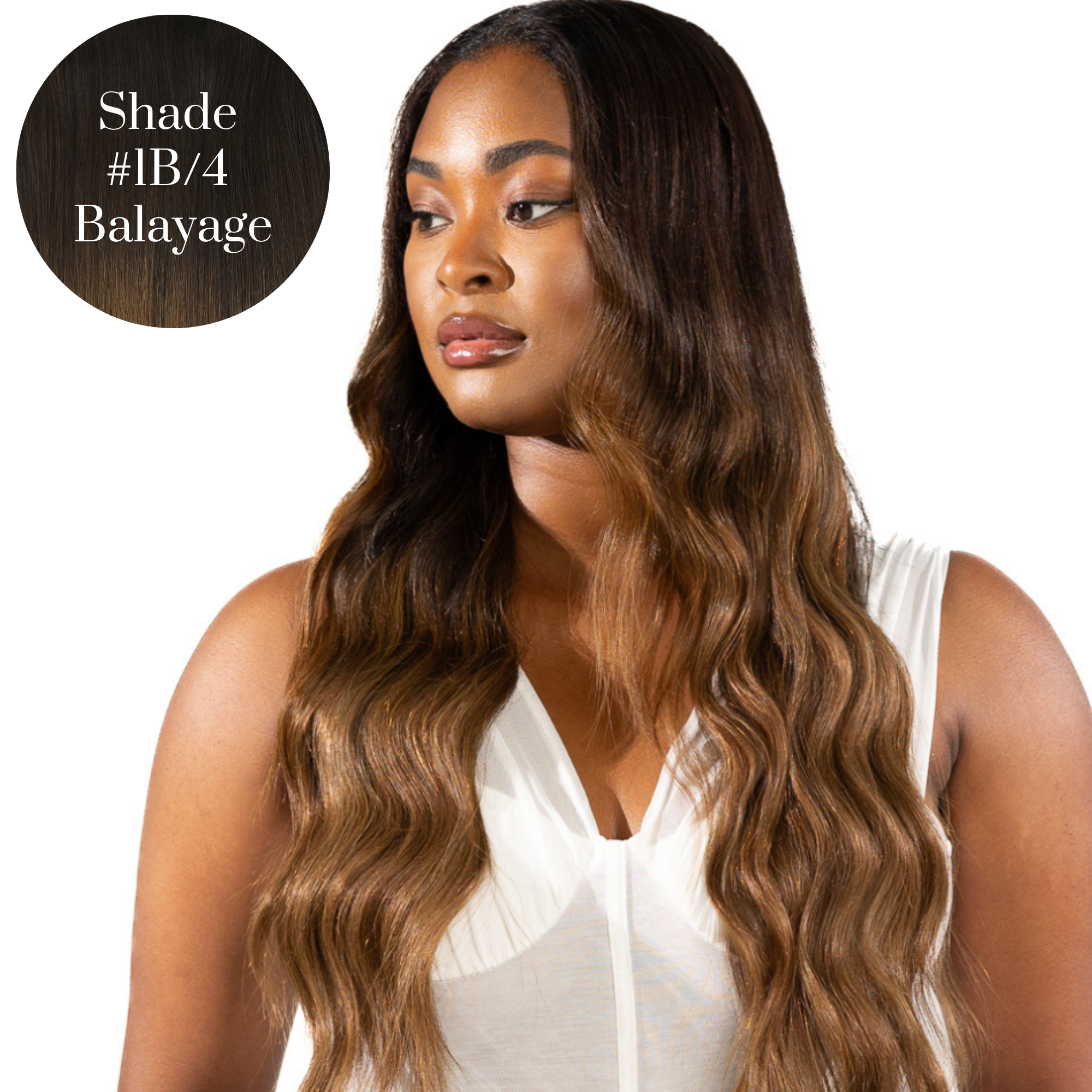 #1B/4 Balayage Ultra Narrow Clip In Hair Extensions