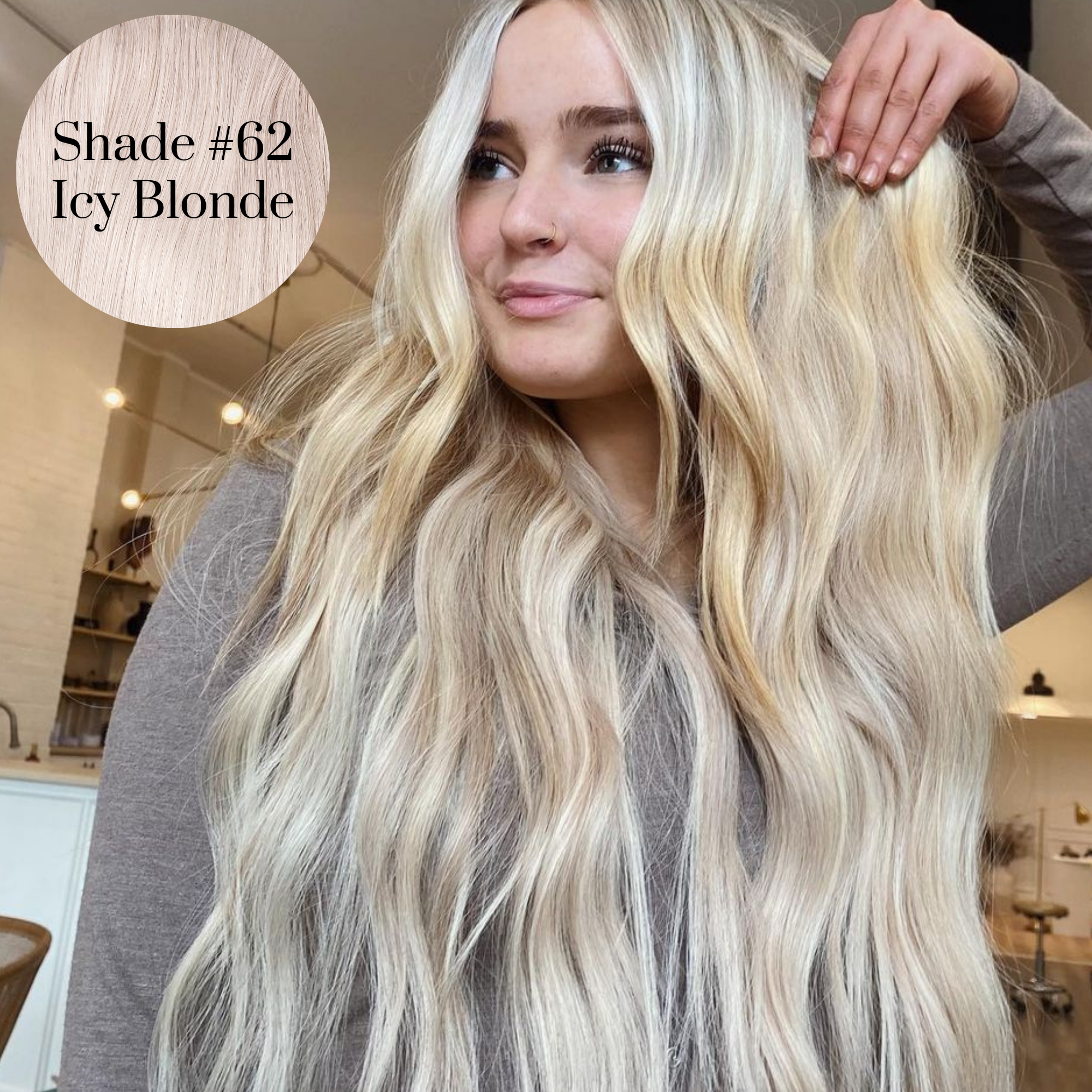 #62 Icy Blonde Sample Clip In Hair Extension