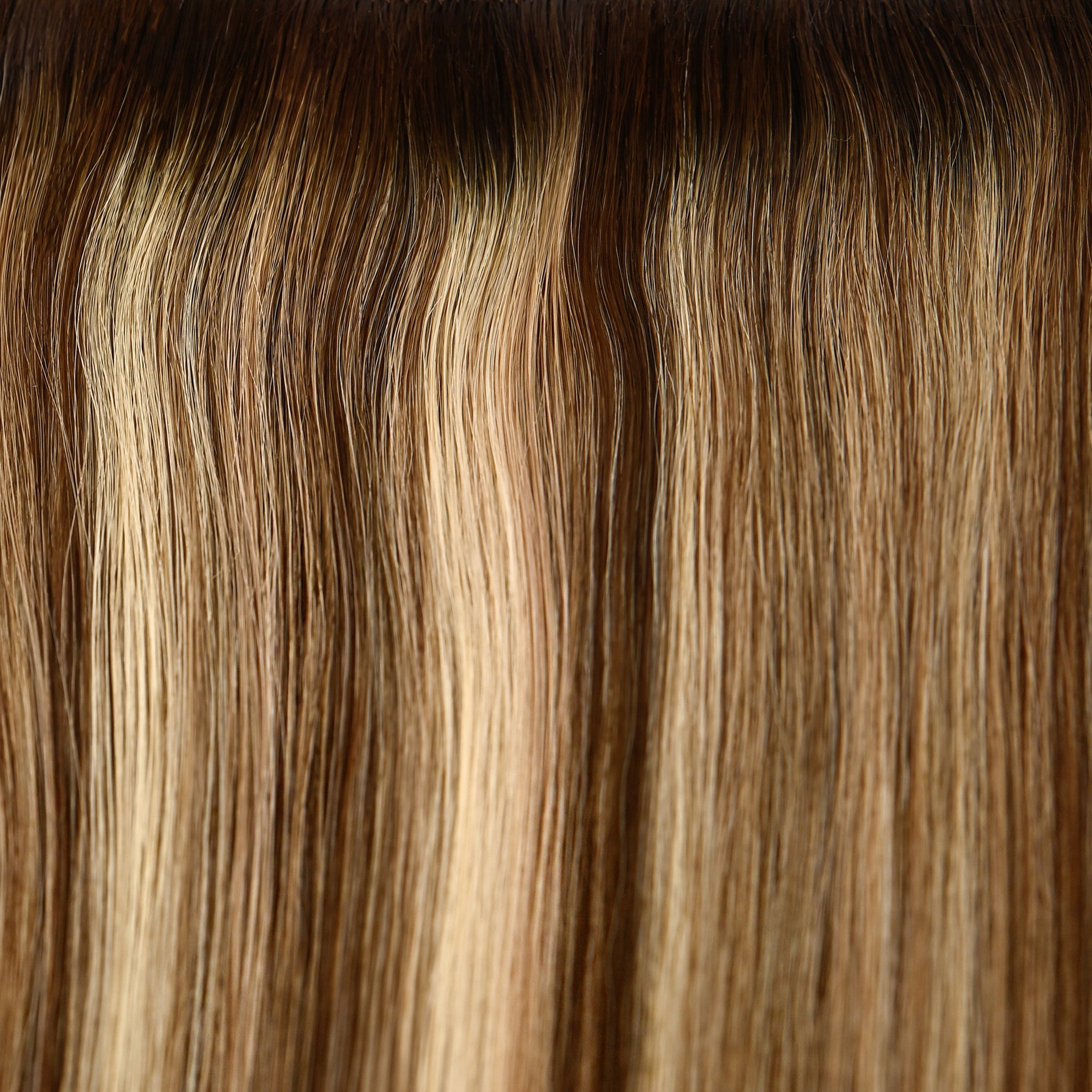 Medium Brown Beige Blonde 'Echo' Root Tap Blend Ultra Narrow Clip In Hair Extensions